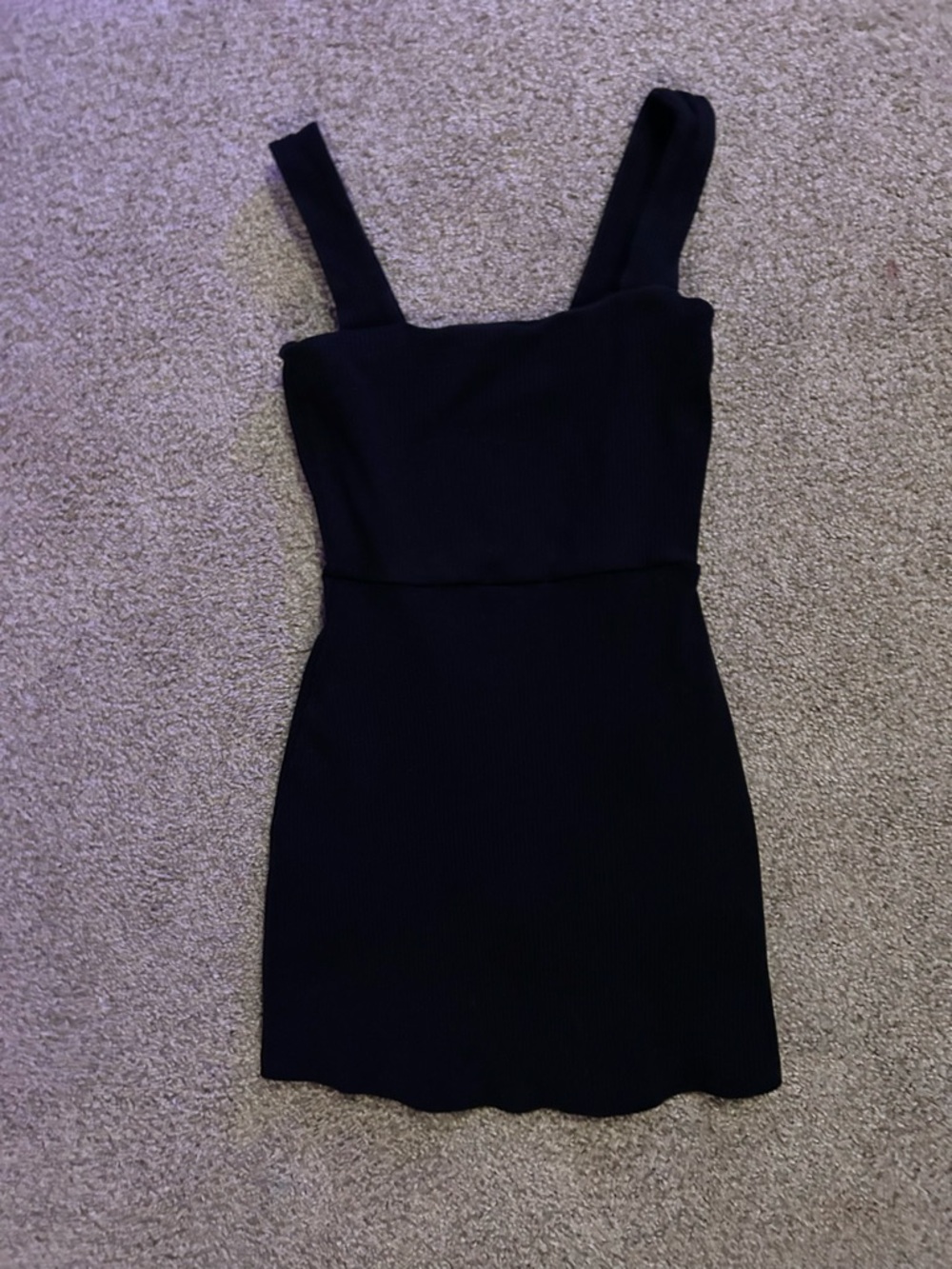 VS PINK like new Black Square-Neck Ribbed Mini Dress with shorts